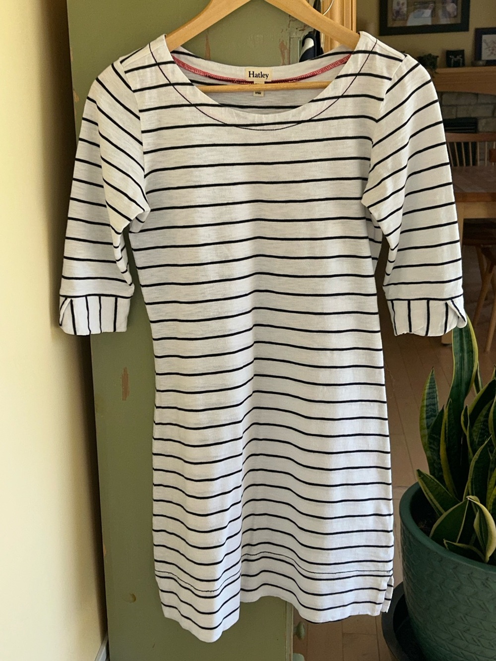 Hatley Women’s Nautical Striped Navy/White Boatneck Cotton Dress Size Small